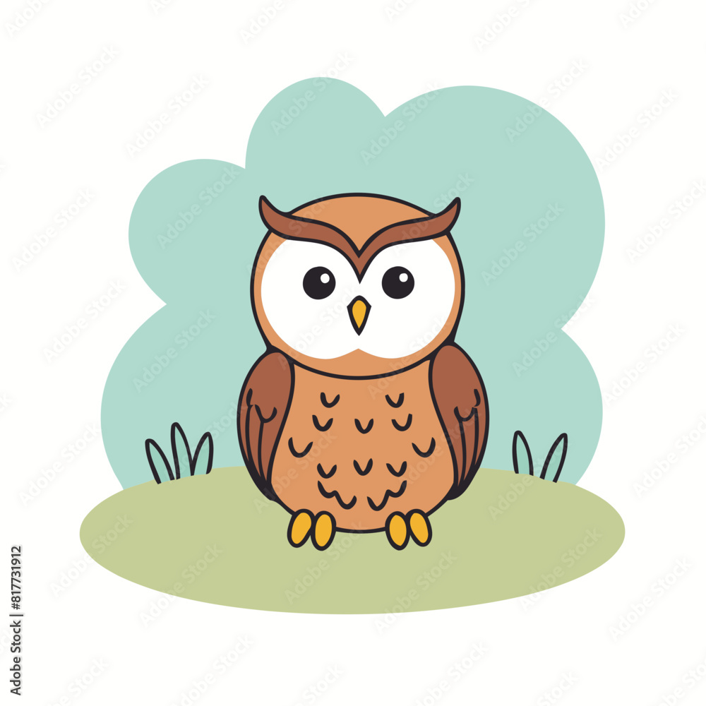Fototapeta premium Vector illustration of a playful Owl for preschoolers' storytime