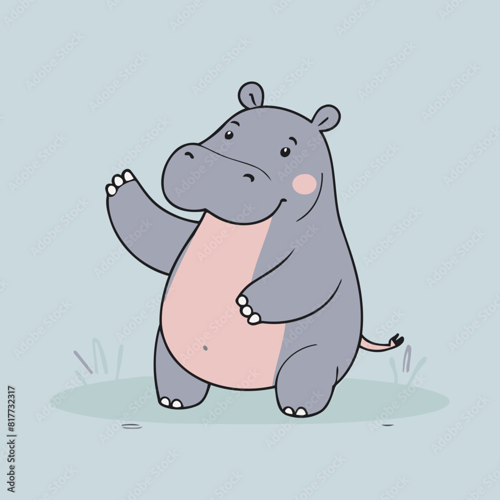 Vector illustration of an adorable Hippo for young readers' books