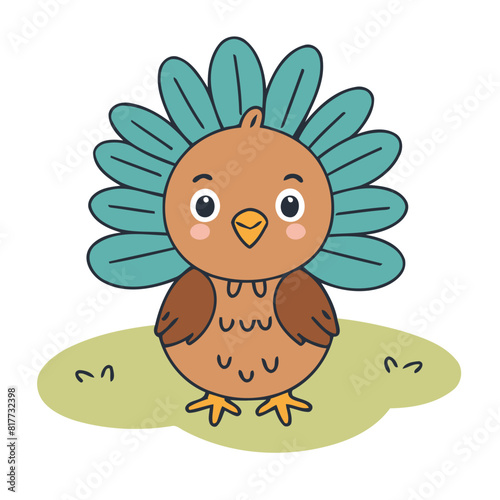 Cute Turkey vector illustration for kids' adventure tales photo