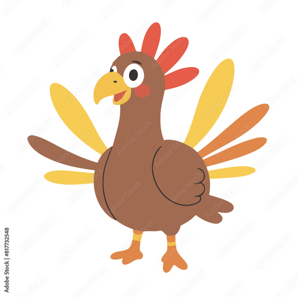 Naklejka premium Cute vector illustration of a Turkey for youngsters' picture books