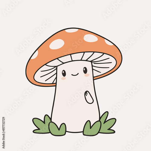 Cute Mushroom for toddlers books vector illustration