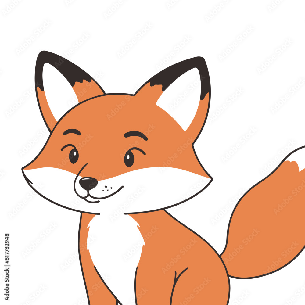 Fototapeta premium Vector illustration of a cute Fox for kids books