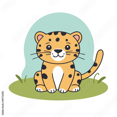 Cute vector illustration of a Jaguar for youngsters' imaginative stories