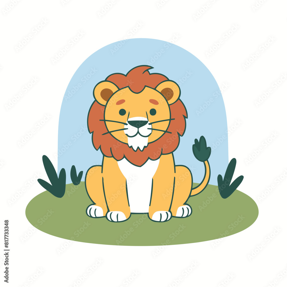 Vector illustration of a delightful Lion for early readers' enjoyment Vector illustration of a delightful Lion for early readers' enjoyment