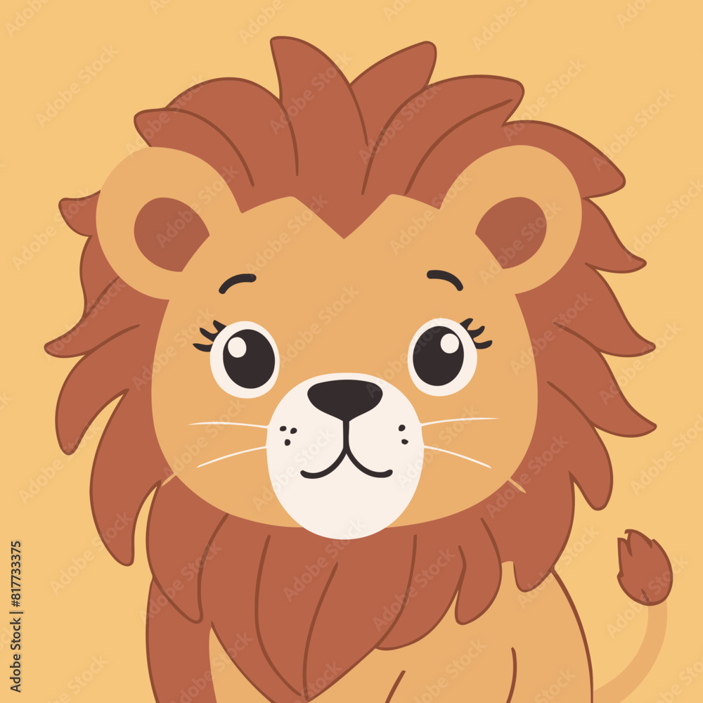 Fototapeta premium Vector illustration of a sweet Lion for youngsters' imaginative journeys