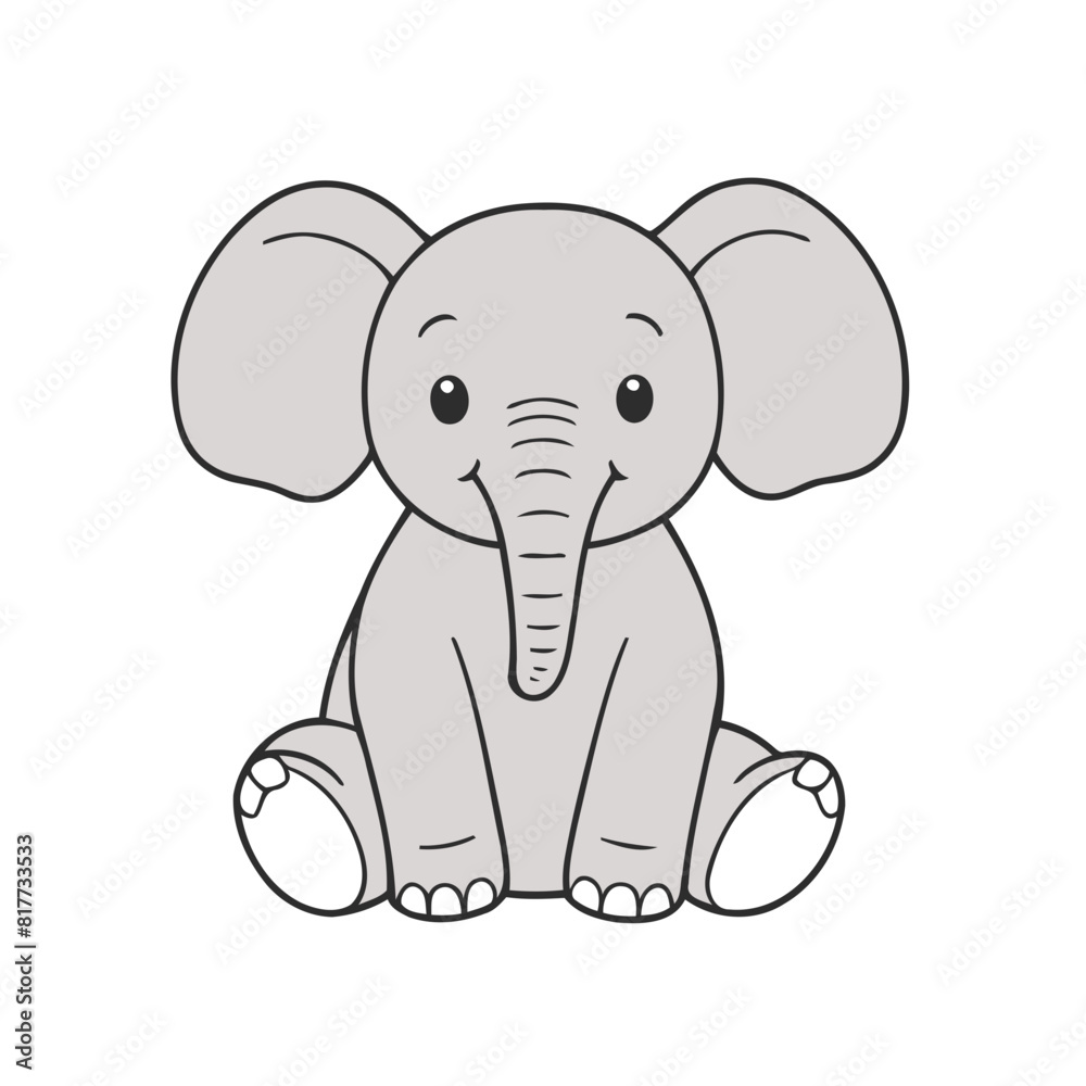 Fototapeta premium Vector illustration of a delightful Elephant for early readers' enjoyment