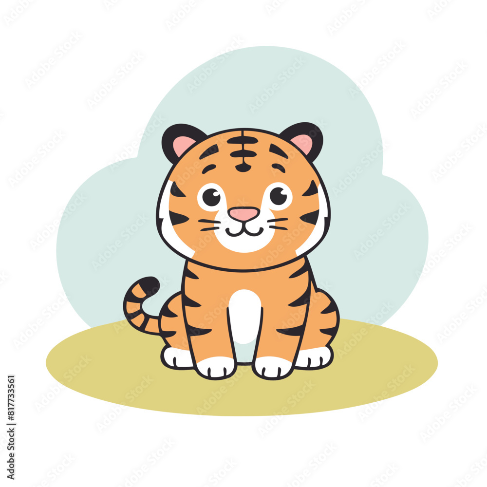 Cute Tiger vector illustration for preschoolers' learning moments Cute Tiger vector illustration for preschoolers' learning moments
