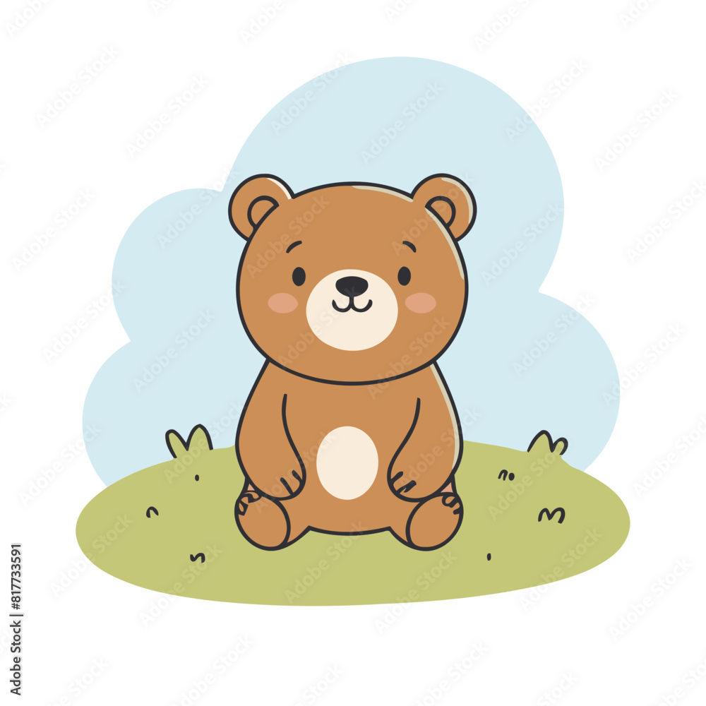 Fototapeta premium Cute vector illustration of a Bear for youngsters' imaginative stories