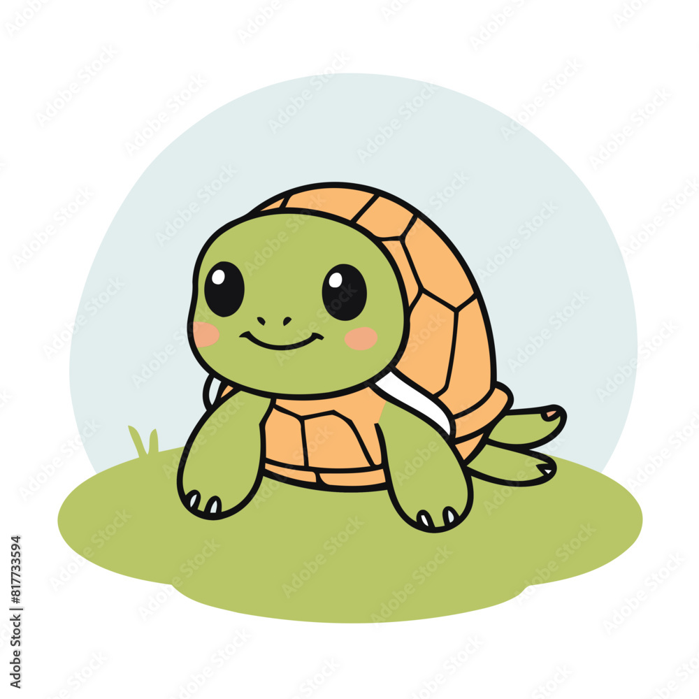 Obraz premium Cute vector illustration of a Turtle for kids