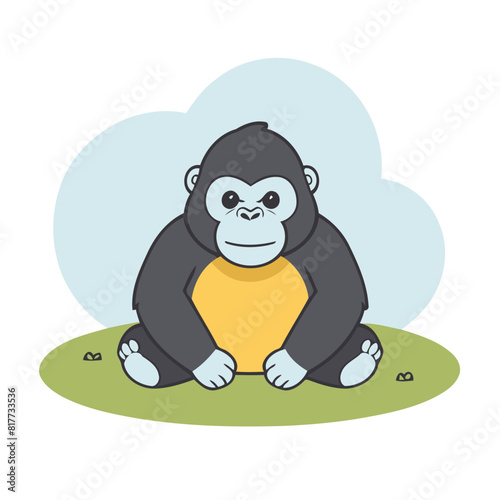 Cute vector illustration of a Gorilla for youngsters' picture books
