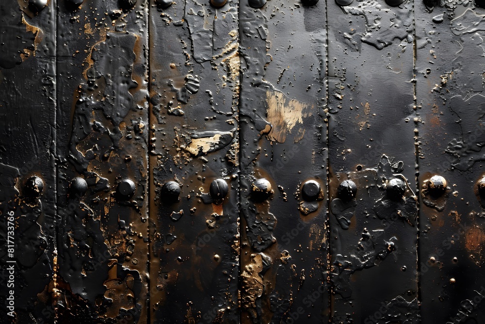 A metal door showing rivets and bolts A metal door showing rivets and bolts