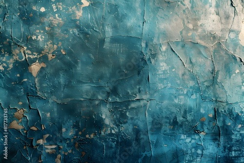 Blue paint peeling off a wall