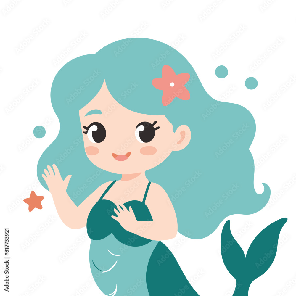 Cute Mermaid vector illustration of a for toddlers books Cute Mermaid vector illustration of a for toddlers books
