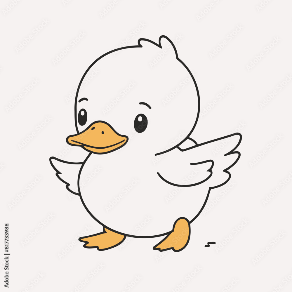 Cute Duck for children book vector illustration