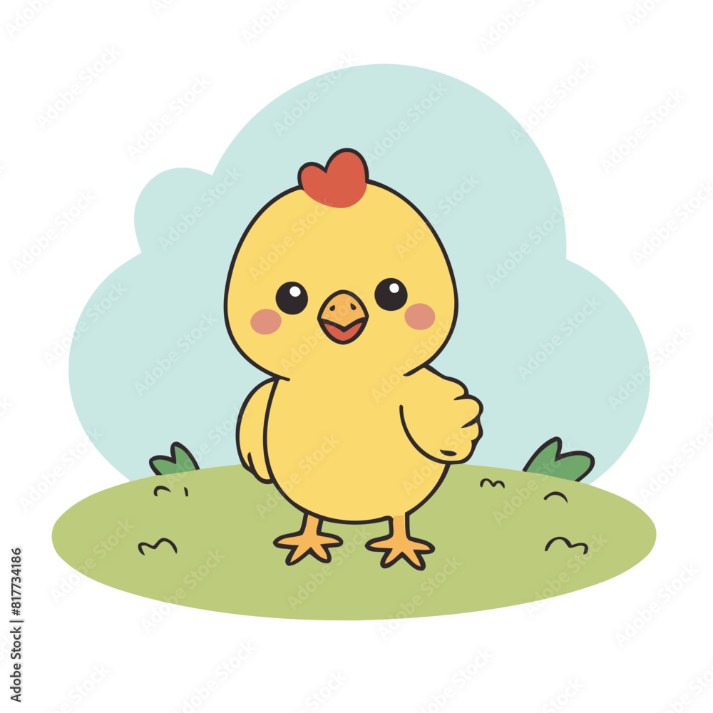 Fototapeta premium Cute Chicken for children's literature vector illustration