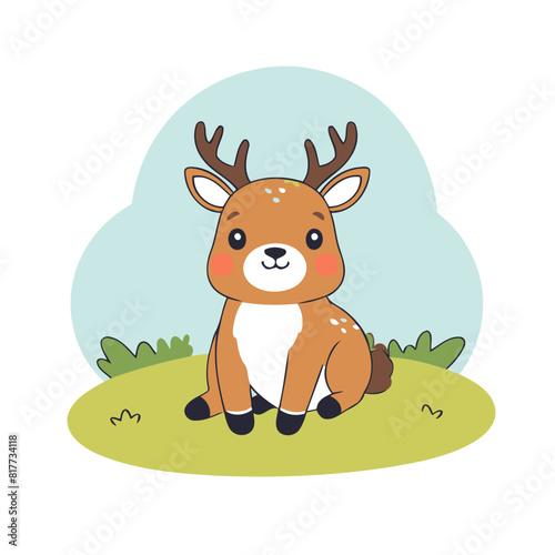 Vector illustration of a sweet Deer for youngsters' imaginative journeys