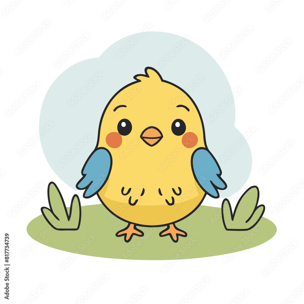 Fototapeta premium Vector illustration of a winsome Bird for children's literature