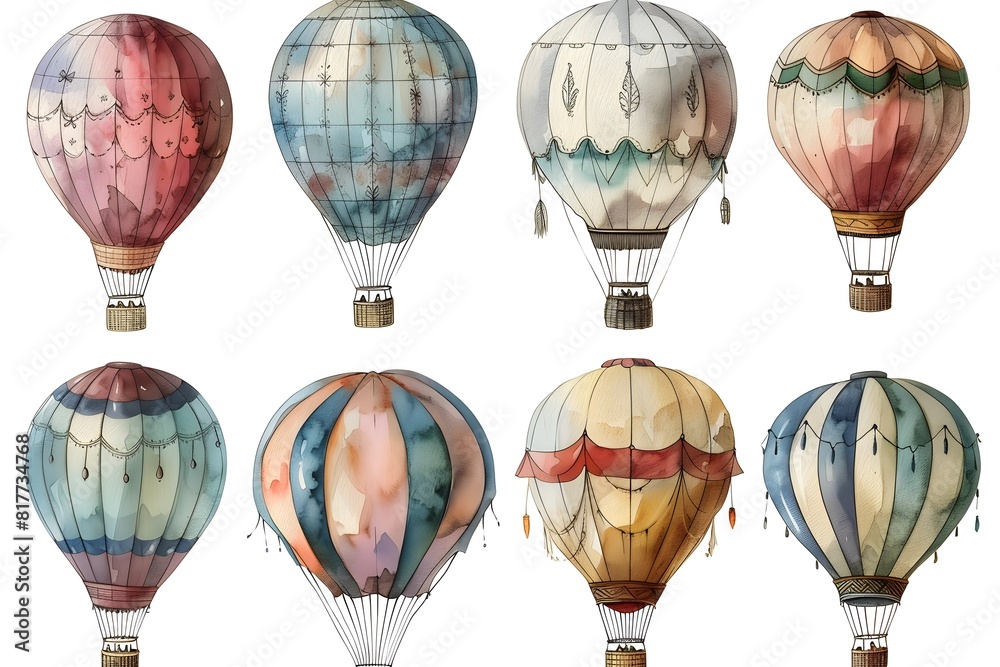 A close up of a group of hot air balloons flying in the sky