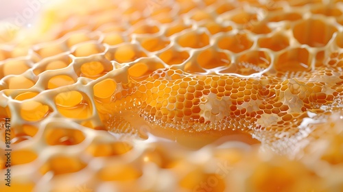 A close up of a honeycomb with honey in it photo