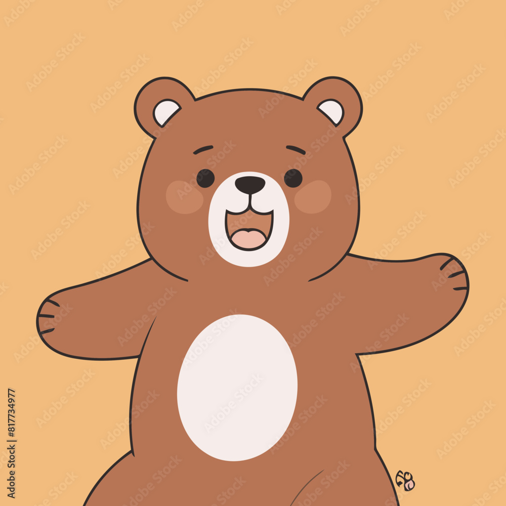 Obraz premium Vector illustration of a sweet Bear for youngsters' imaginative journeys