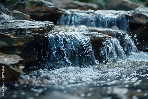 Small waterfall flowing rocks serene scenic beauty