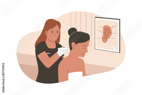 Auriculotherapy vector concept. Flat illustration concept photo