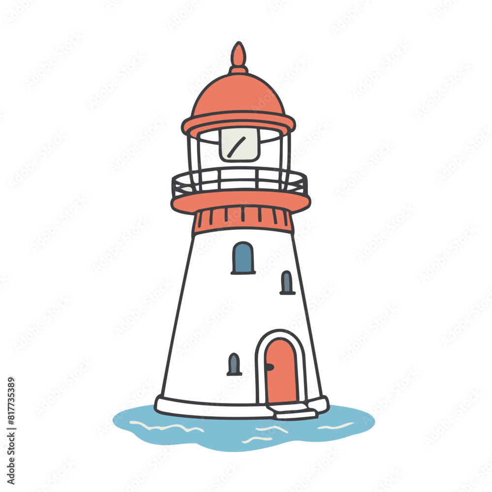 Cute Lighthouse vector illustration of a for toddlers books Cute Lighthouse vector illustration of a for toddlers books