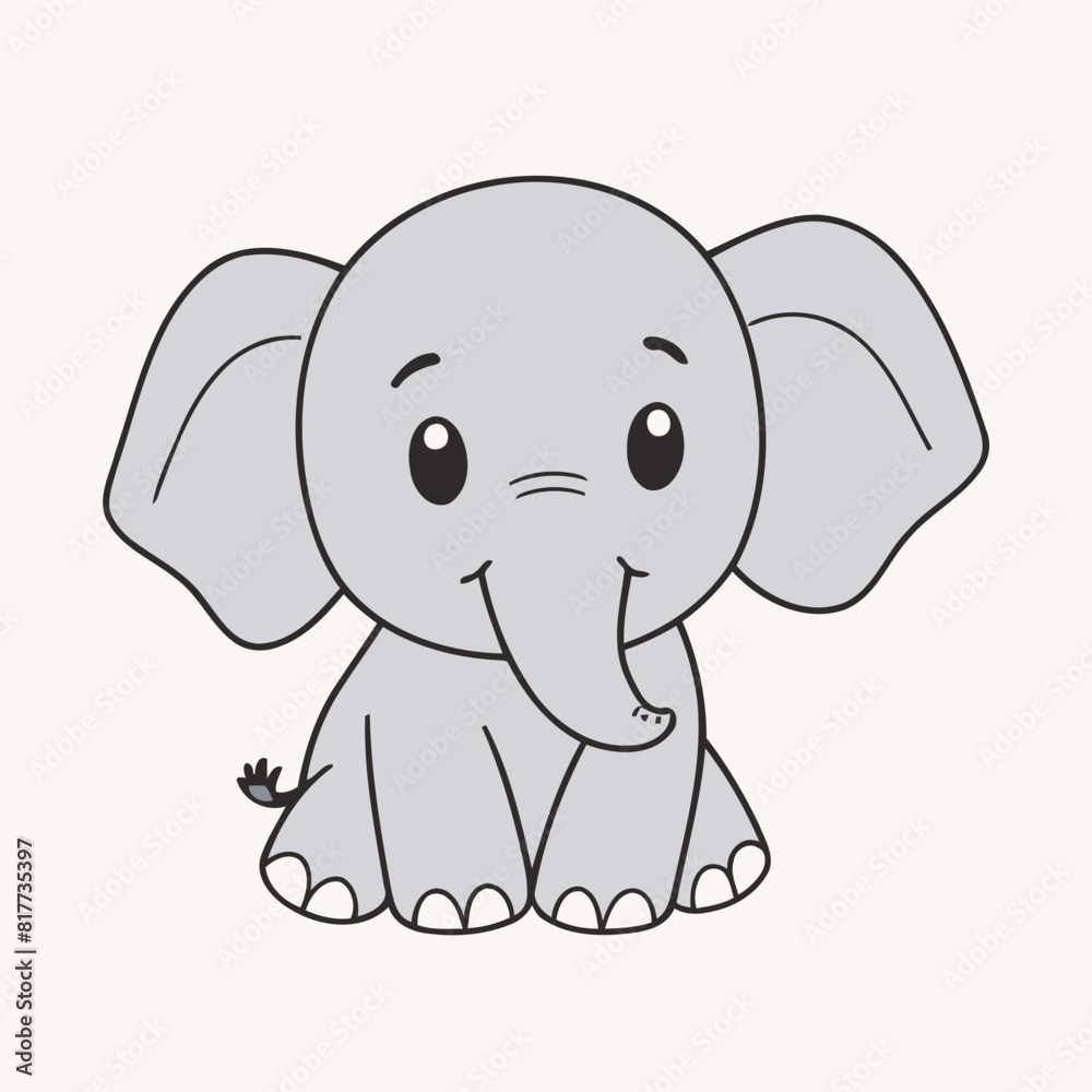 Cute vector illustration of a Elephant for youngsters' picture books Cute vector illustration of a Elephant for youngsters' picture books