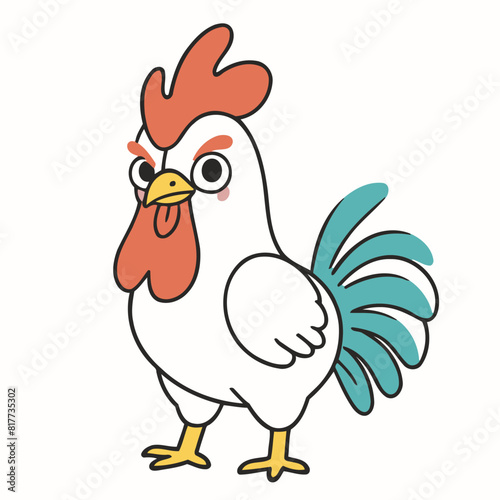 Vector illustration of a winsome Rooster for children's literature