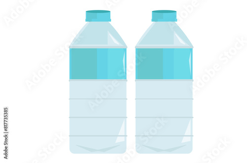 水のペットボトル2本。500ml 飲料水のセット。飲み物。ベクターイラスト