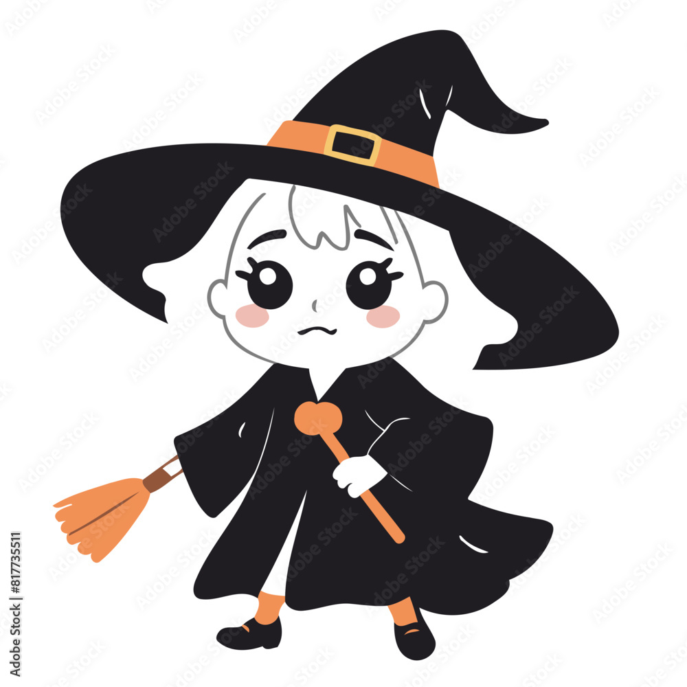 Obraz premium Cute Witch for kids' storybook vector illustration