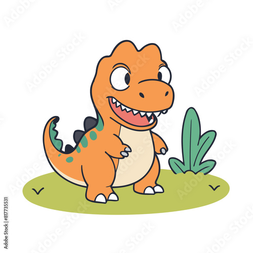 Cute vector illustration of a Dino for toddlers  playful adventures