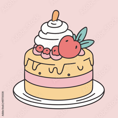Cute Cake for children s books vector illustration
