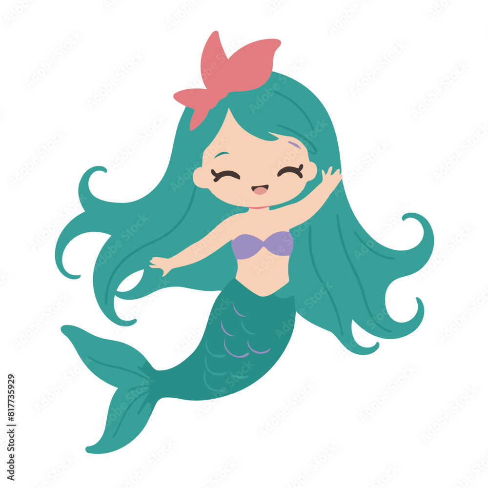 Cute vector illustration of a Mermaid for early readers' delight Cute vector illustration of a Mermaid for early readers' delight