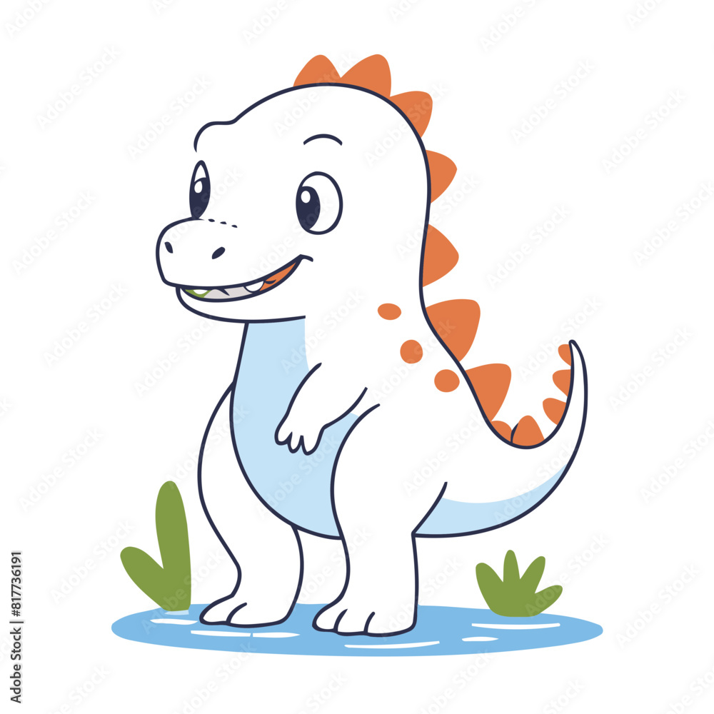 Obraz premium Cute Dino vector illustration of a for toddlers books