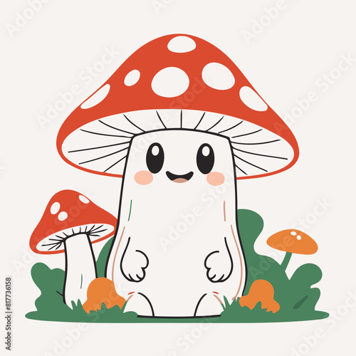 Vector illustration of a playful MushroomHouse for preschoolers' storytime