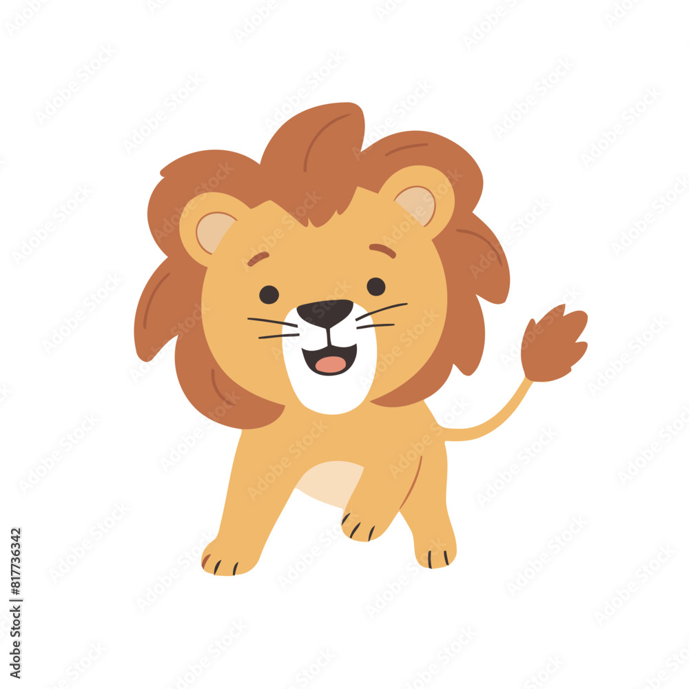 Fototapeta premium Vector illustration of a cute Lion for children story book