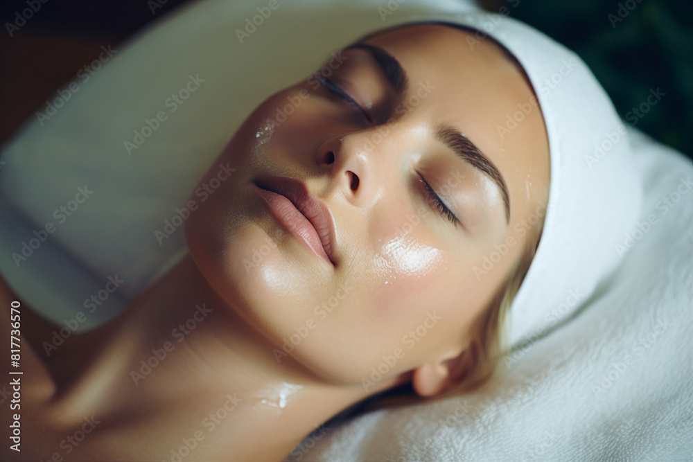 Luxury spa salon resort person have beauty relaxing procedure, Generative AI illustration picture Luxury spa salon resort person have beauty relaxing procedure, Generative AI illustration picture
