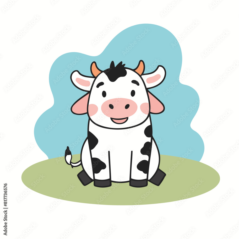 Cute vector illustration of a Cow for kids books Cute vector illustration of a Cow for kids books