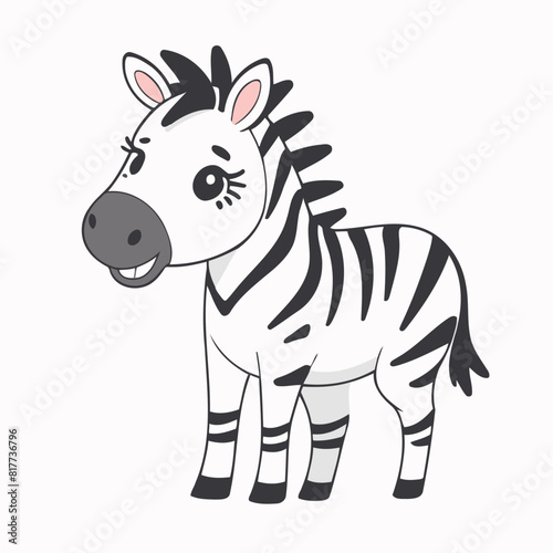 Vector illustration of a cute Zebra for children book