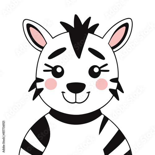Cute Zebra for toddlers vector illustration