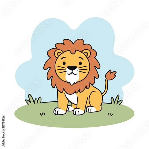 Cute vector illustration of a Lion for kids books