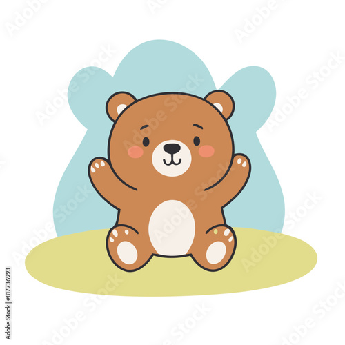 Cute Bear for toddlers books vector illustration