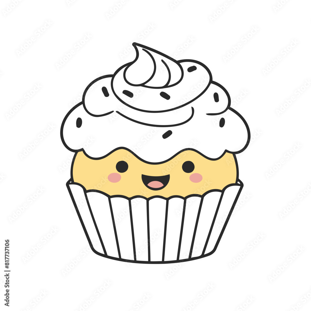 Vector illustration of a cute Cupcake for children book Vector illustration of a cute Cupcake for children book