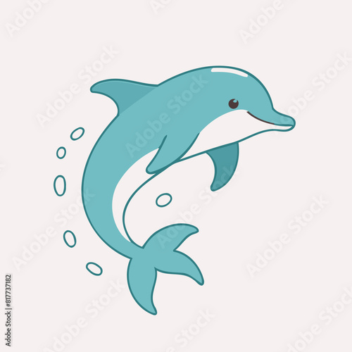 Cute Dolphin for children book vector illustration