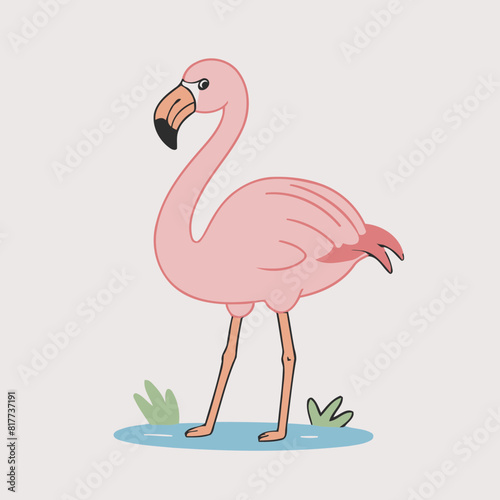 Cute Flamingo for kids story book vector illustration