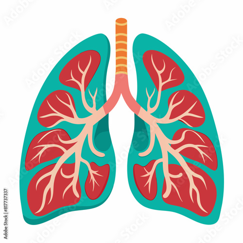 Lungs organ anatomy editable icon isolated on white background flat vector illustration.	