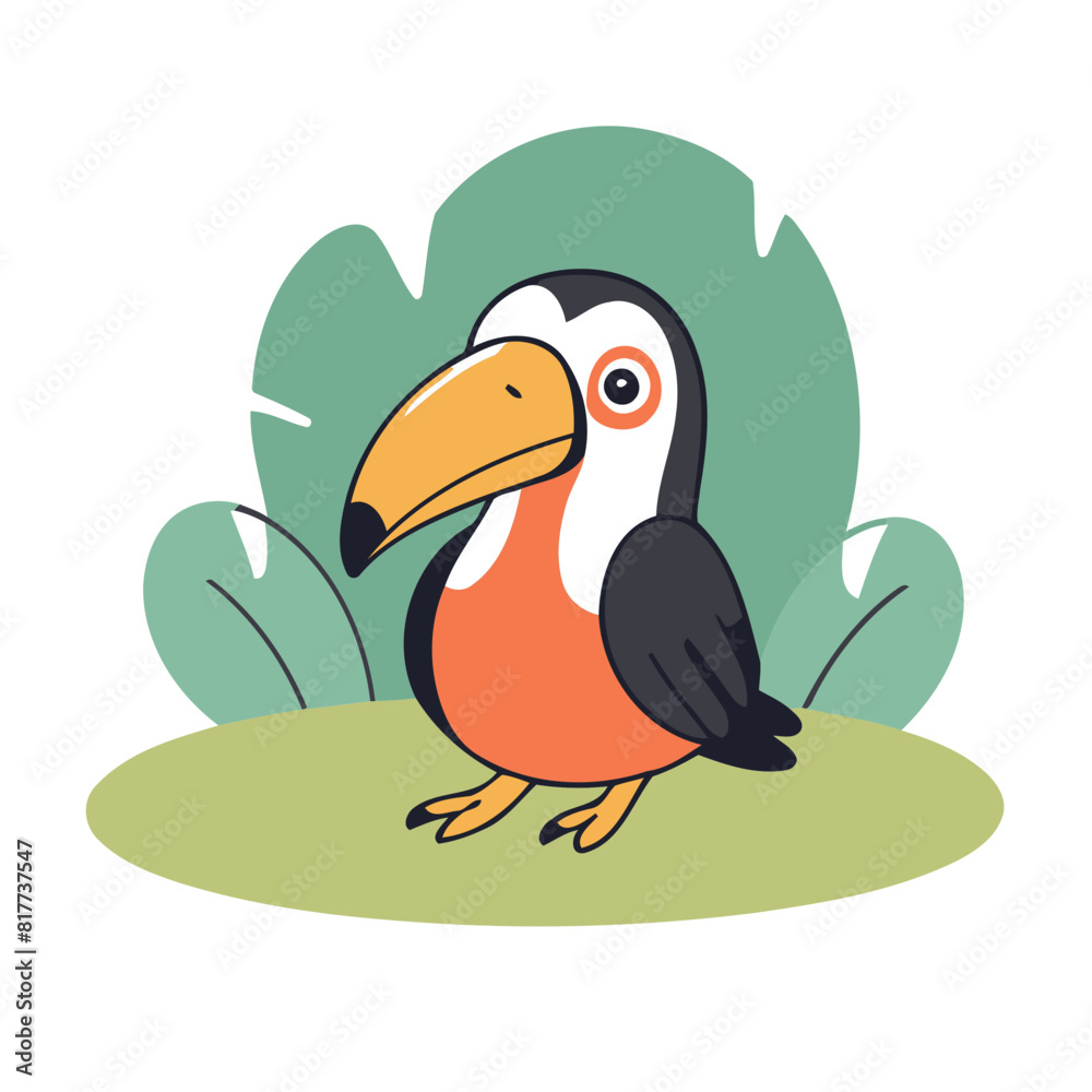 Obraz premium Vector illustration of a friendly Toucan for little ones' joyful exploration