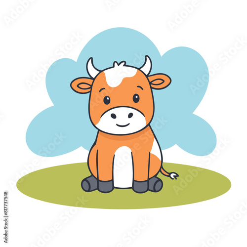 Vector illustration of a sweet Cow for youngsters' imaginative journeys