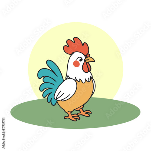 Vector illustration of a sweet Rooster for youngsters' imaginative journeys